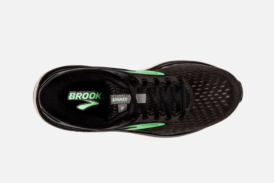 Brooks Running Shoes - Dyad 11 Road Womens - Black/Green - GER-395804